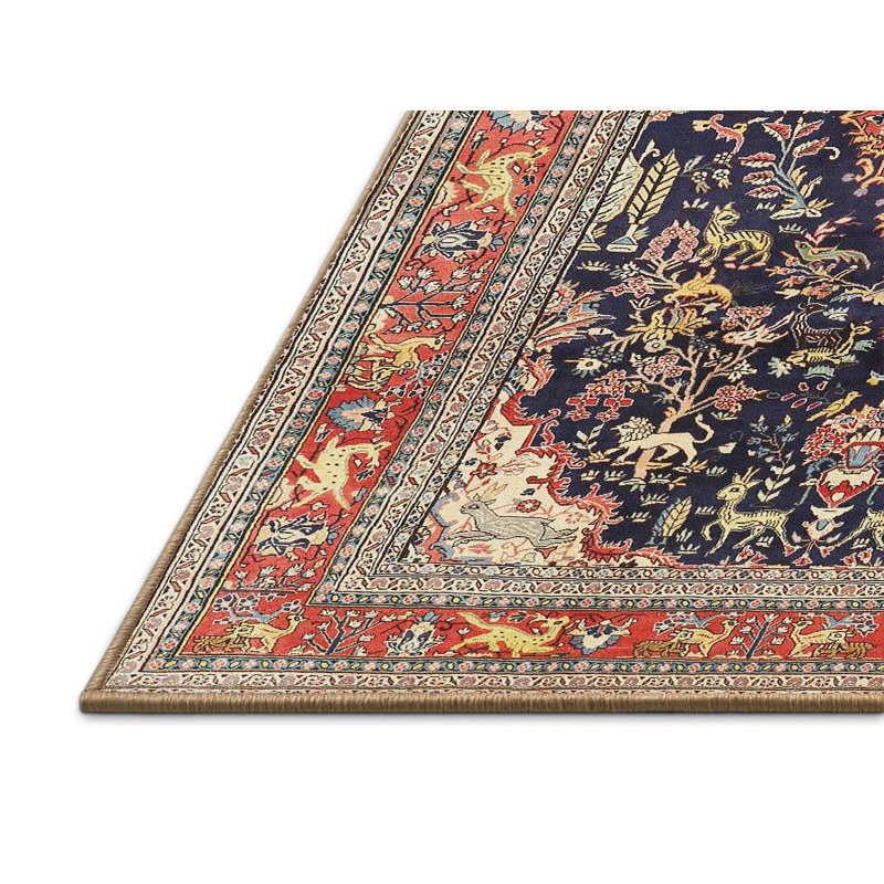 Tapis oriental rouge / noir / bleu, Rectangle 6 pi x 9 pi