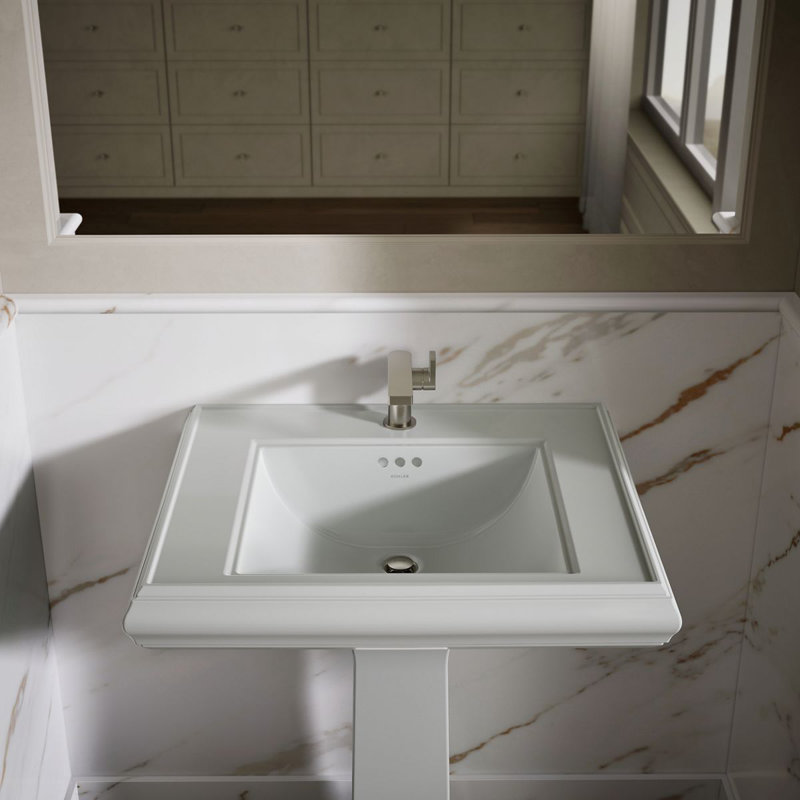Memoirs® Rectangular Pedestal Bathroom Sink with Overflow, Ice Gray, Single Hole Faucet