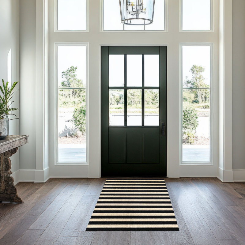 Farmhouse Striped Runner, 28" W x 75" L, Black