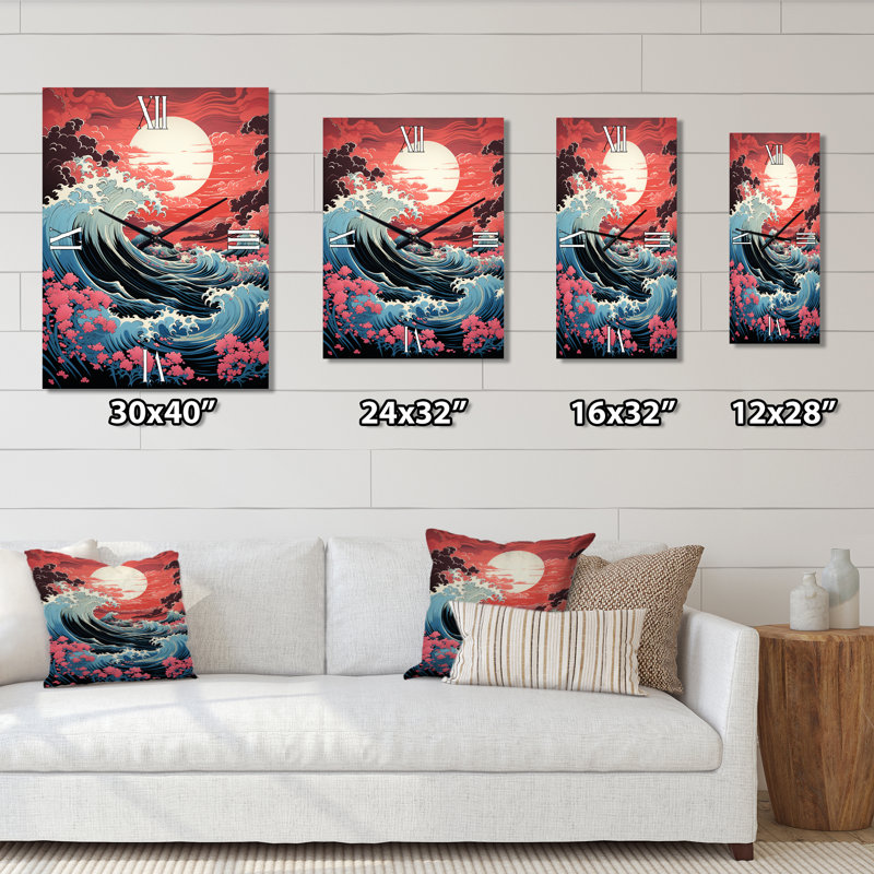 Horloge murale côtière Dramatic Ocean Waves VI, Petit