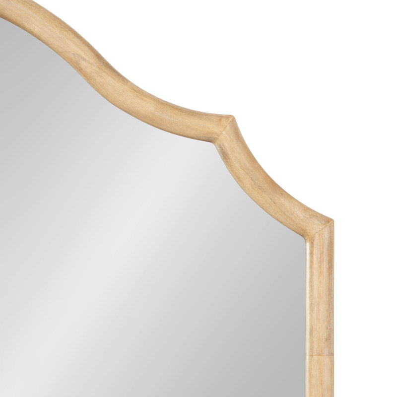 Large miroir mural arqué pour salle de bain, Bois naturel
