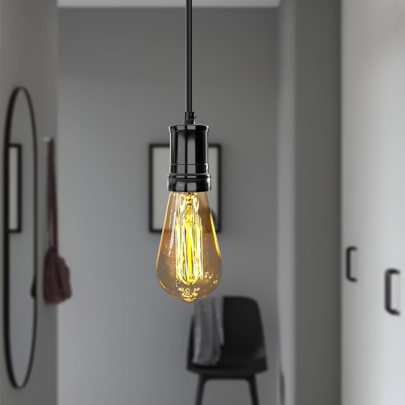 Vintage Industrial Lamp Light Bulb Holder, Shiny Black
