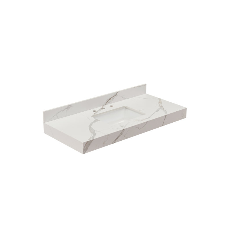 Marseille 48'' Calacatta White Engineered Marble Vanity Top with Sink
