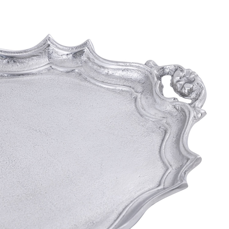 Bradyn Cast Aluminum Oval Baroque Tray