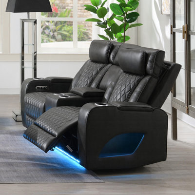Causeuse contemporaine en cuir synthétique gris foncé Taddeo