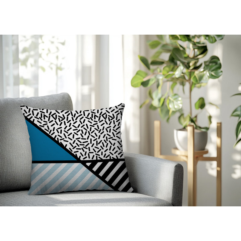 Coussin décoratif intérieur / extérieur Shapira, Carré 16 po, Turquoise