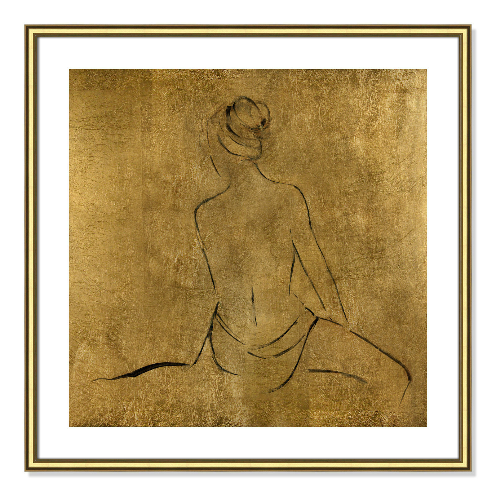 Golden Bather II by Sally Swatland - Painting Print, Gold Framed Paper, 28.75" H x 28.75" W x 0.88" D