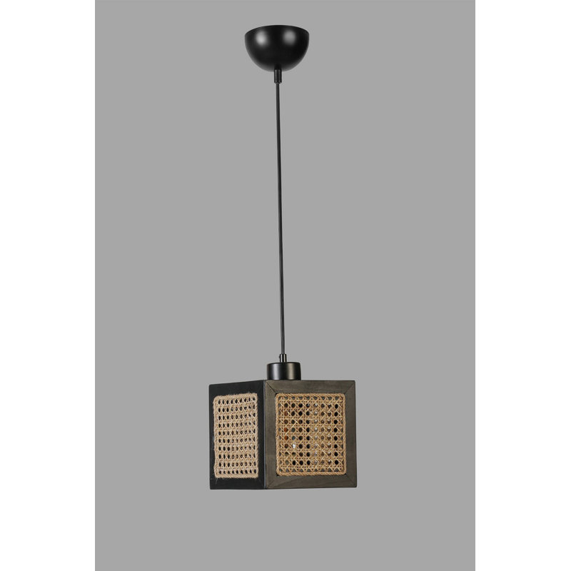 Chandle - Light Black Pendant, Rattan/Black