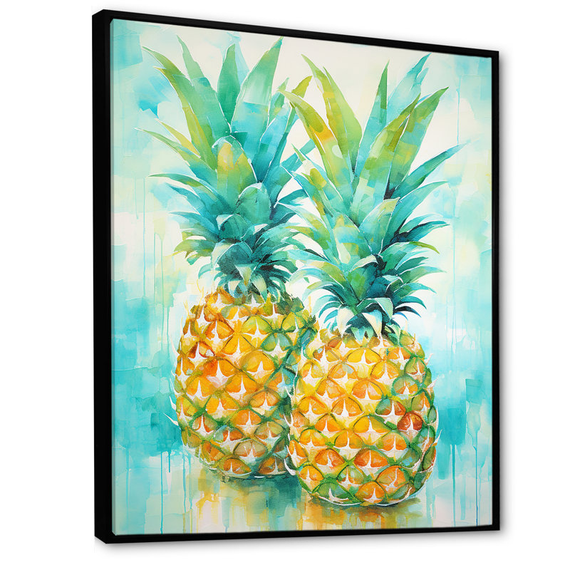 «Exotic Pineapple Oasis III», reproduction sur toile, H 32 po x l 16 po x P 1 po, Cadre flottant noir