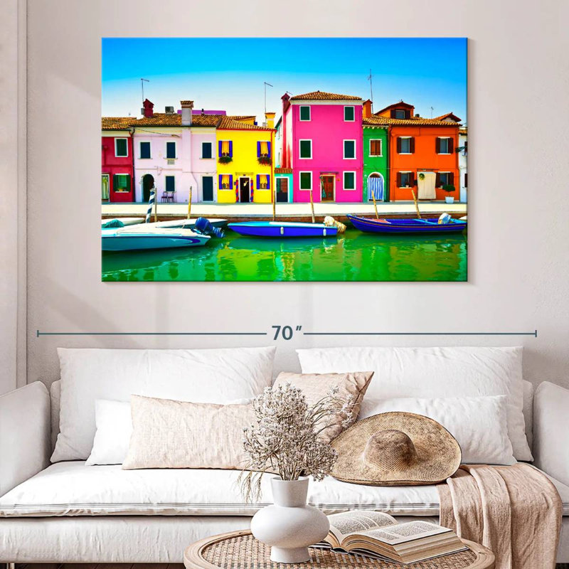 Ravi, maisons colorées de l'île de Burano, H 34 po x l 51 po