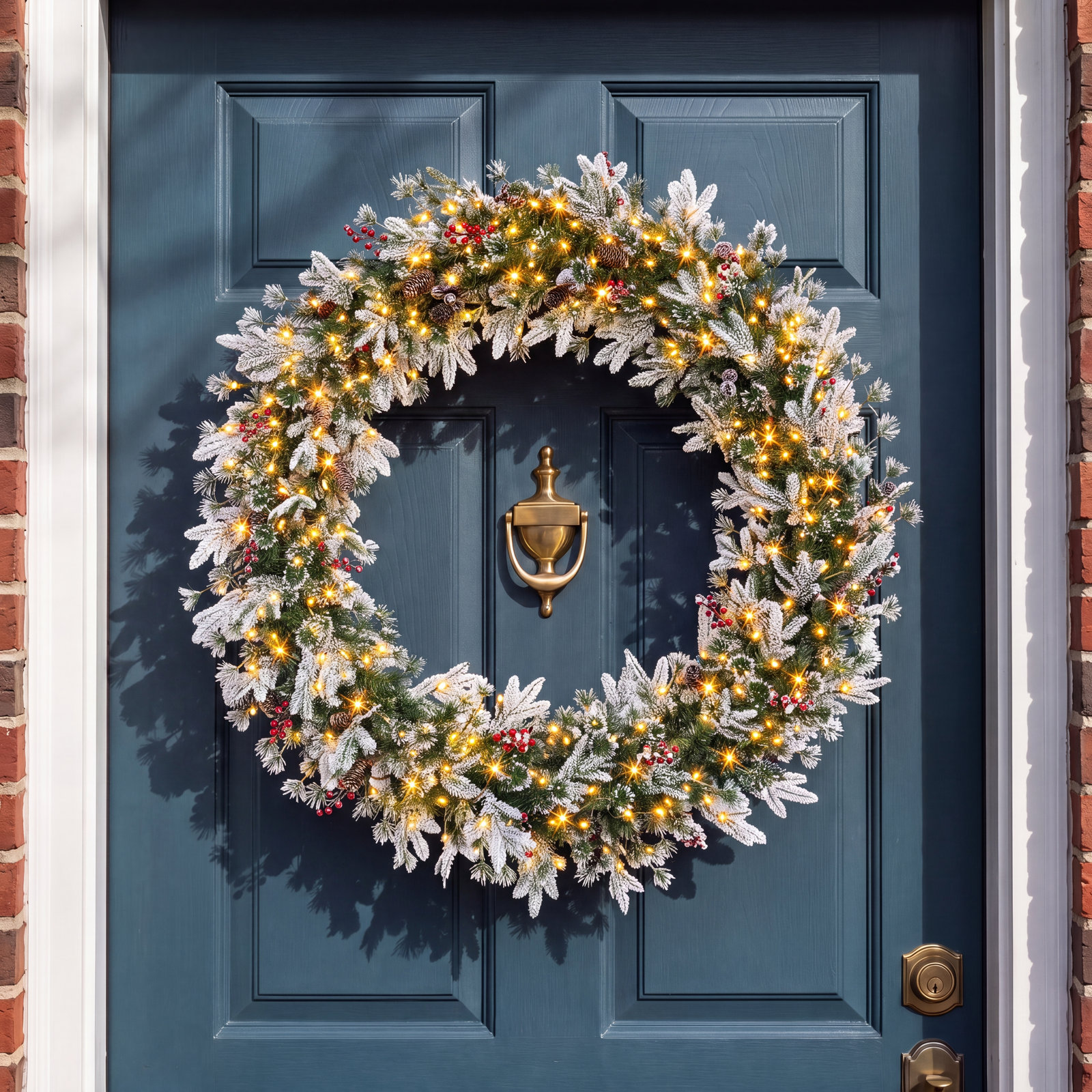 60'' Faux Pine Lighted Wreath