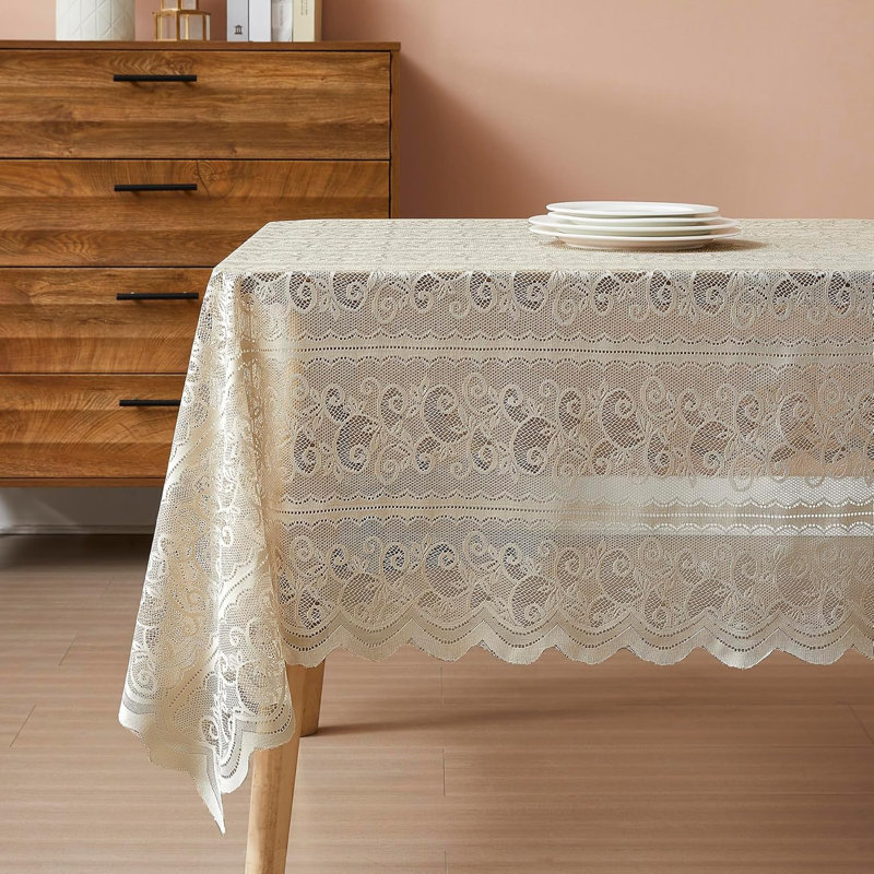84 Inches Vintage Gold Rectangular Tablecloth For Rustic Dining Table Décor, Gold, 84" L x 60" W