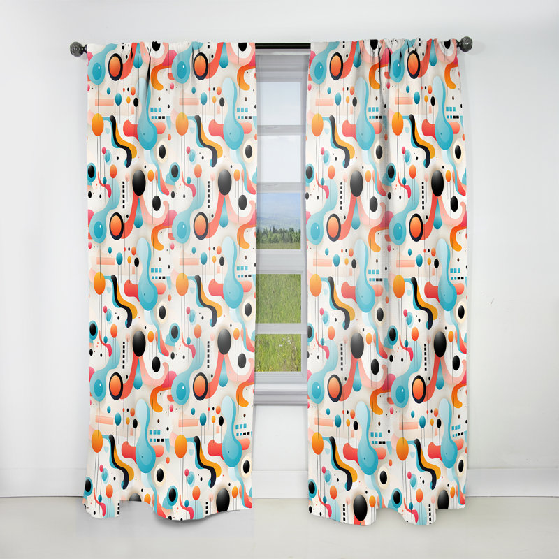 Trendy Patterns 1970s Style III - Rideau en velours moderne - obscurcissant - 1 panneau, L 52 po x L 95 po