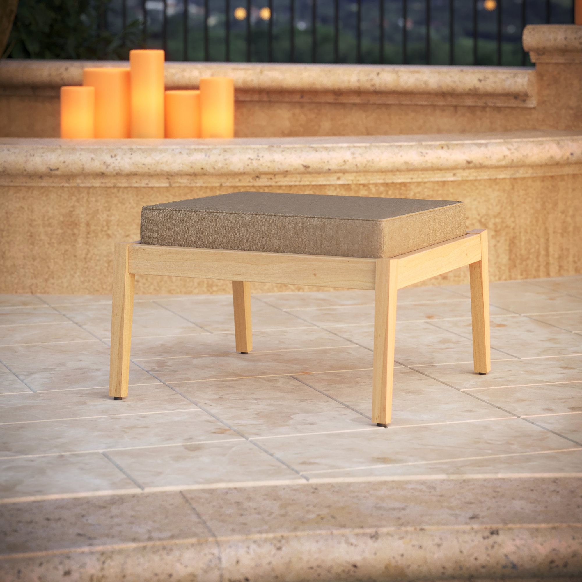 Sunbrella Outdoor Ottoman Cushion, 4" H x 24" W x 20.5" D, Spectrum Mushroom Sunbrella® Plainweave