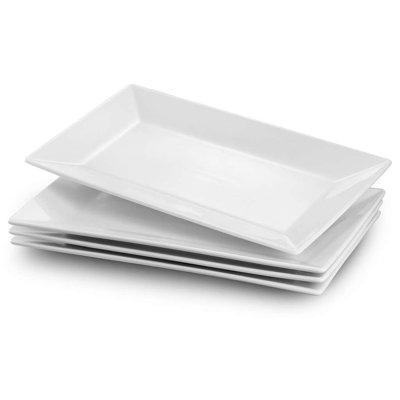 3-Piece 14" Rectangular Serving Platters, White