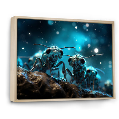 Fourmis lunaires argentées sur toile
