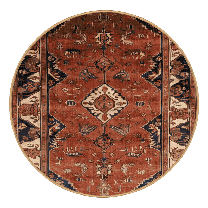 Tapis brun lavable à la machine, Rond 4 pi