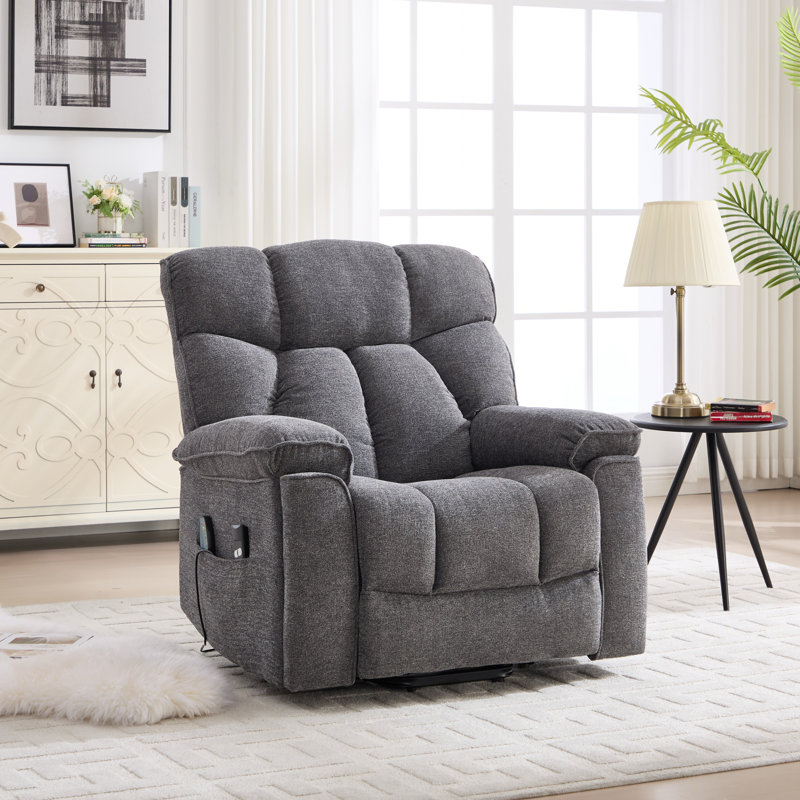 39.76" Wide Power Lift Assist Heated Massage Recliner with Dual Hidden Cup Holders, Two Remote Controls & Microfiber Upholstery