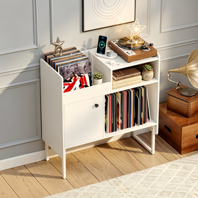 Support pour tourne-disque avec chargement blanc