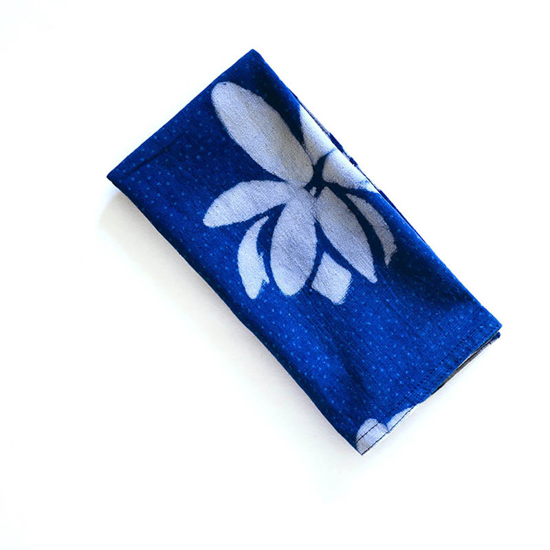 Hand Block Printed Blue Lotus Napkin