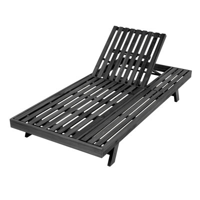 Méridienne pliable en bois aux 2/3, finition noire, réglable, inclinable à 4 positions, convient au patio et pliable, noir, base à lattes, design ergonomique, détente en plein air