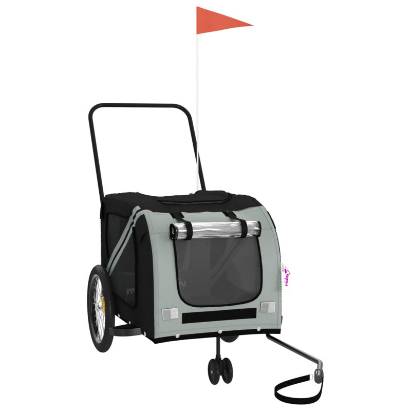 Gray and Black Oxford Fabric Pet Bike Trailer