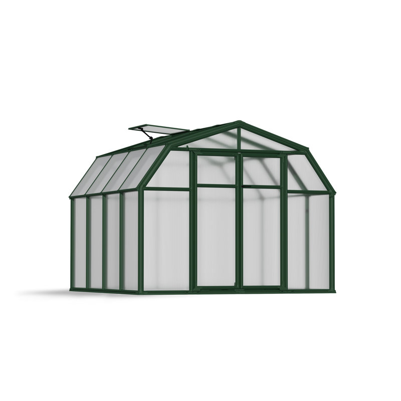 Palram - Canopia Hobby Gardener 2 - 8' W x 8' D Walk-In Hobby Twin Wall Polycarbonate Resin Frame Greenhouse Kit with Roof Vent - Green