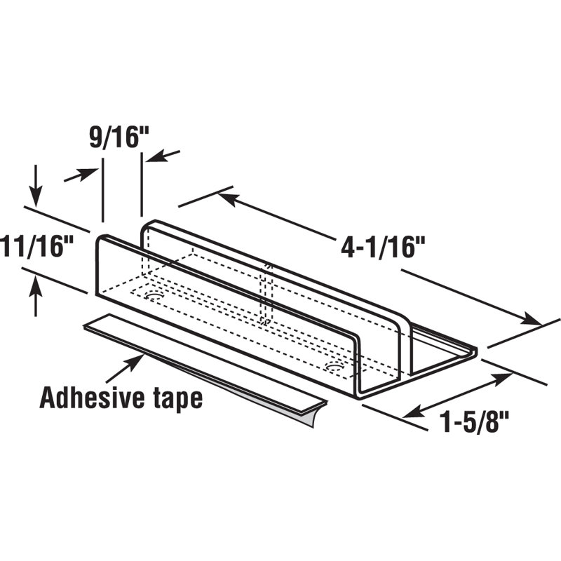Guide inférieur de la porte de douche Prime-Line International, convient aux panneaux de 1/2 po