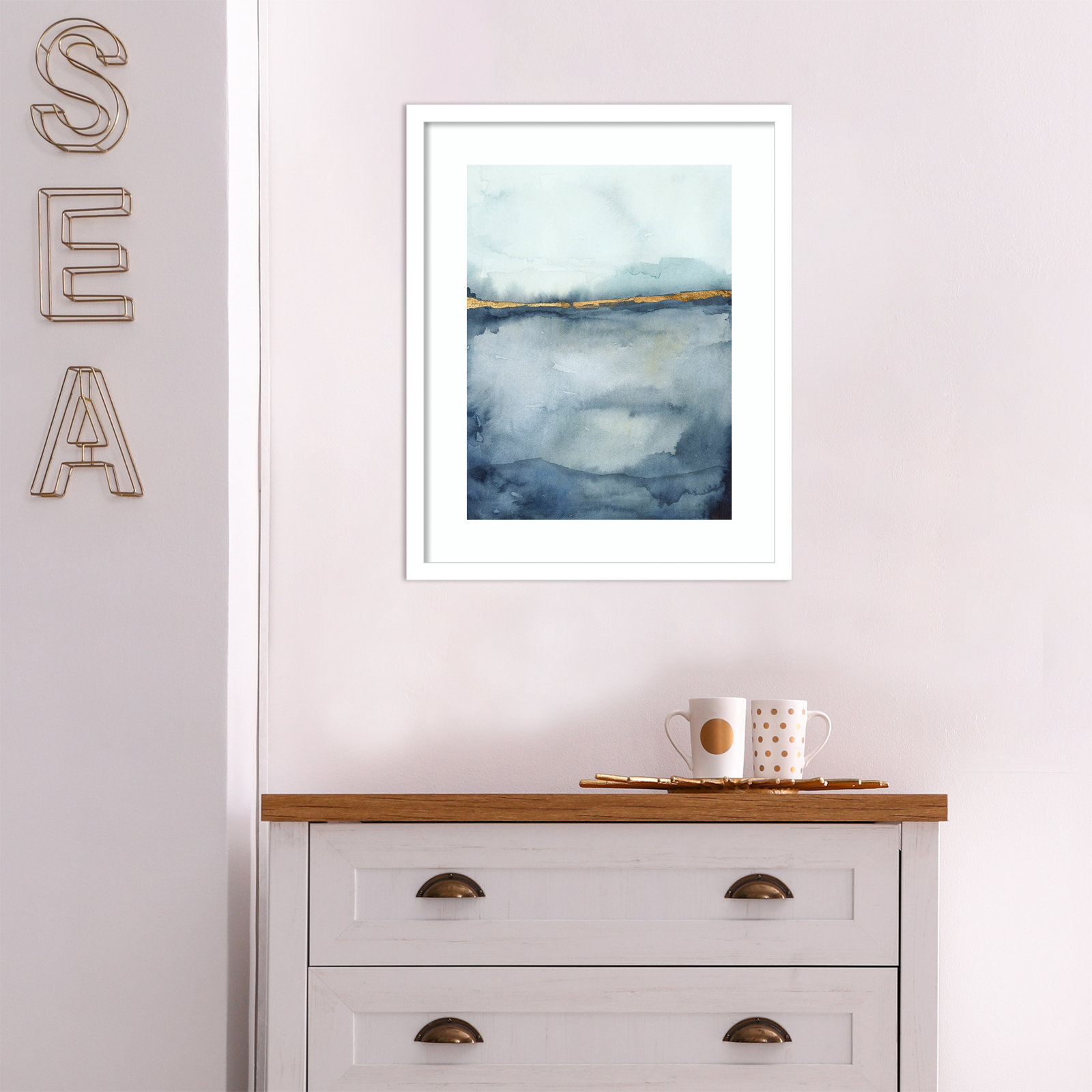 Coastal Horizon II Print by Victoria Borges, White Framed Paper, 21.12" H x 17.12" W x 0.88" D, Black