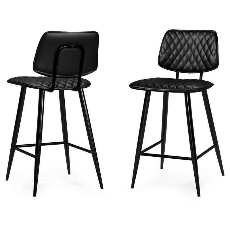 Tabouret de comptoir contemporain tapissier Raya, Noir