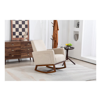 Chaise d'appoint Mid-Century moderne avec structure en bois, chaises de salon rembourrées avec coussin de taille, fauteuil de lecture pour véranda de chambre à coucher