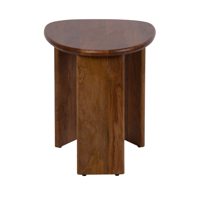 Irregular Living Room Side Table, Dark Brown Wood