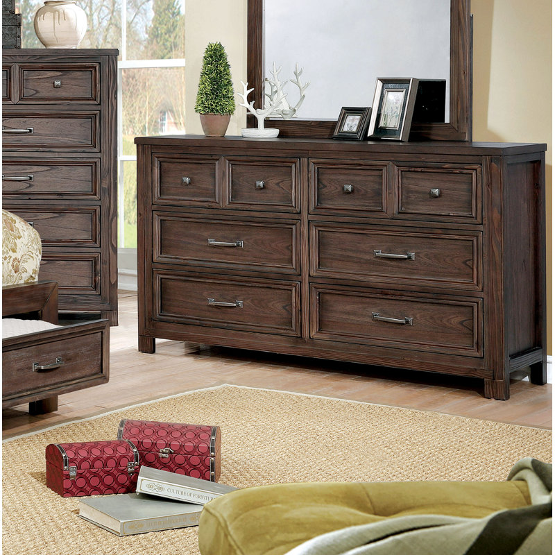 Commode double à 6 tiroirs Allentown, Chêne