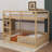 Full Over Full Wooden Bunk Bed With A Ladder And Protective Rails-394986011