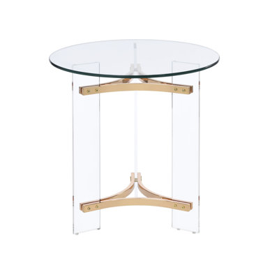 Table d'appoint Intriguing Gold Profondeur et plateau en verre trempé attrayant de 10 mm d'épaisseur