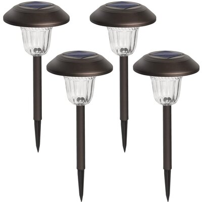 Bronze Solar Powered Warm White Led Path Lights, High Lumen Automatic Led For Patio, Yard, Lawn And Garden(set Of 4) -  gigalumi, P-L-SI-W2