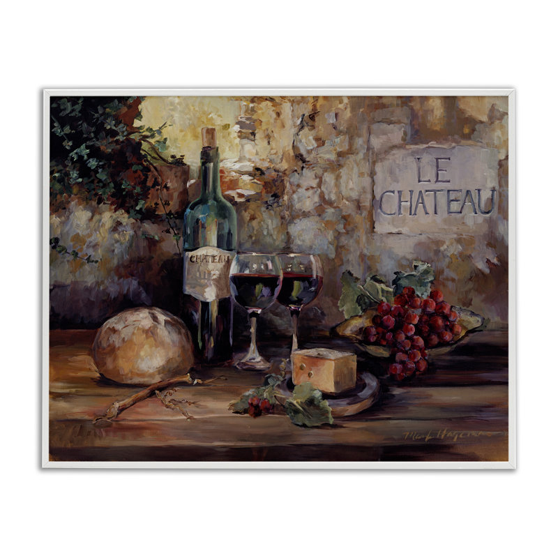 Vin et fromage parisien, estampe numérique par Marilyn Hageman, Estampe numérique encadrée blanc bord de mer