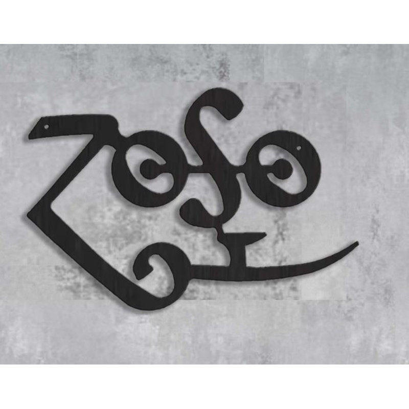 Décoration murale en métal Zeppelin Zoso, H 17 po x l 17,5 po x P 0,5 po, Noir