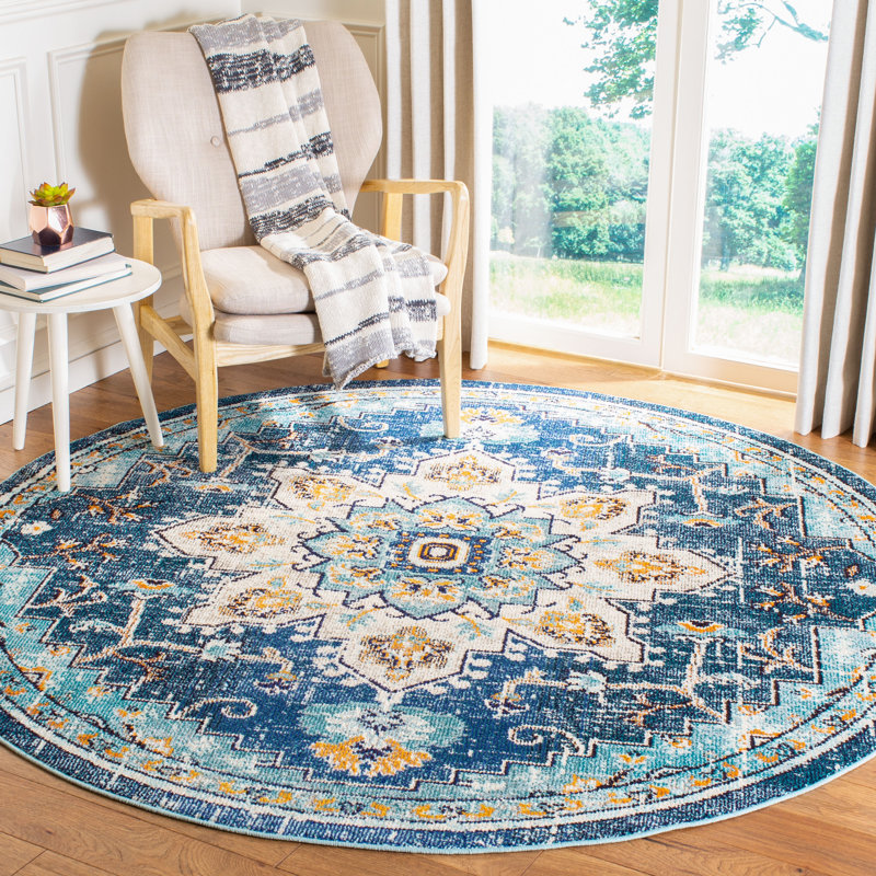 Felty Oriental Indoor Rug, Round 8'