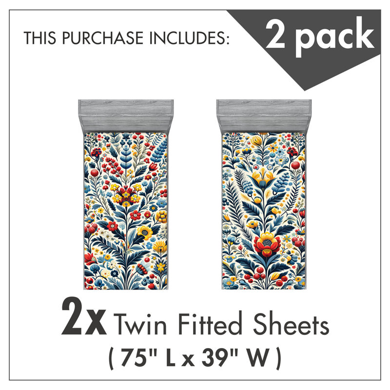 Microfiber Art Floral Fitted Sheet, Twin Fitted Sheet