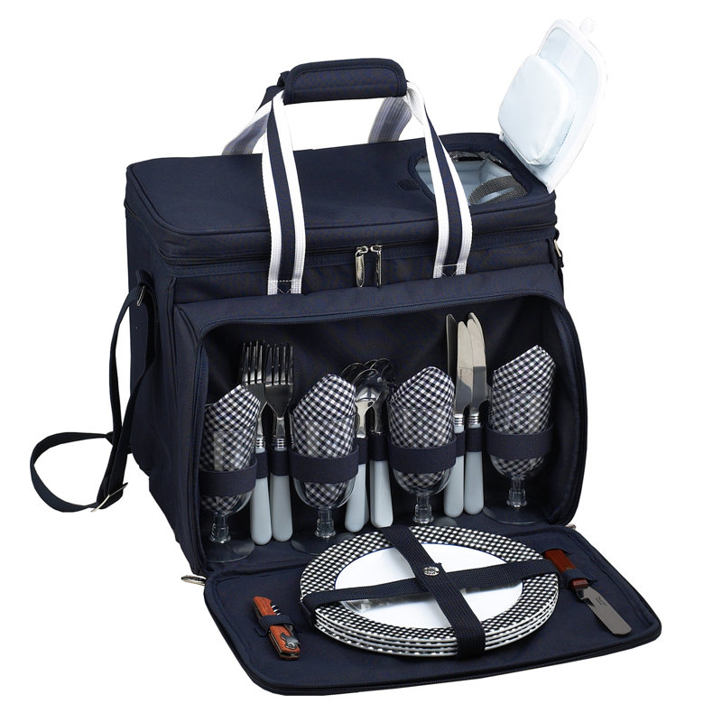 Insulated Picnic Tote Bag, Service for 4