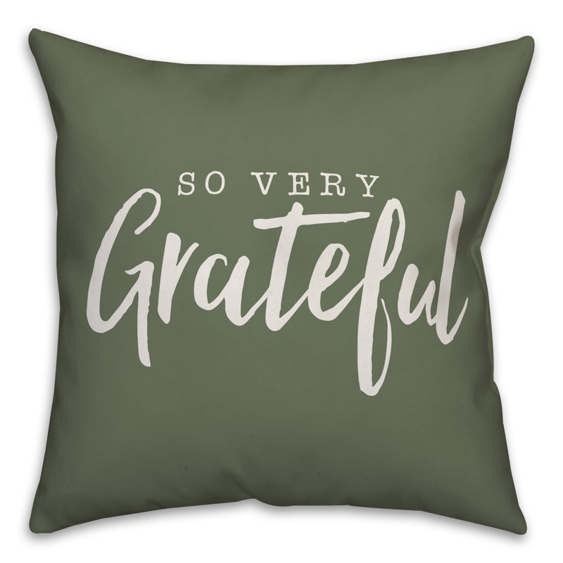 Coussin So So Grateful, 20 po x 20 po, Vert, Polyester/ Bourre en polyester