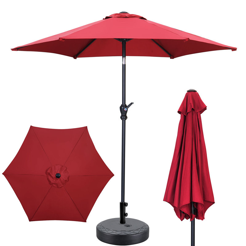 Parasol de patio 7,5 pi avec base, Rouge