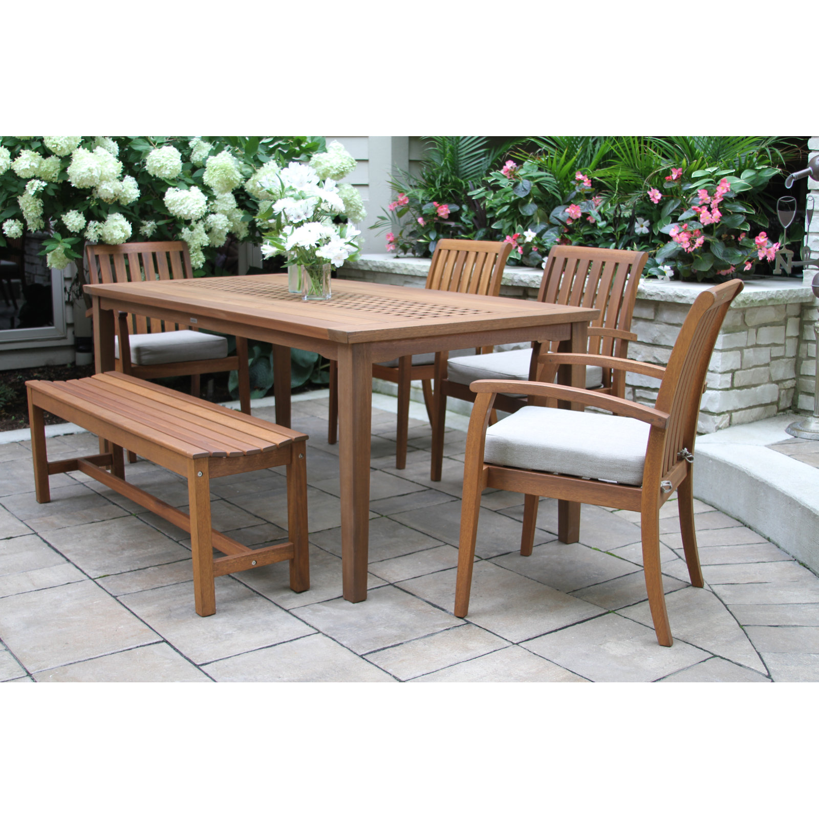 Kinsler 76" Eucalyptus Patio Dining Set