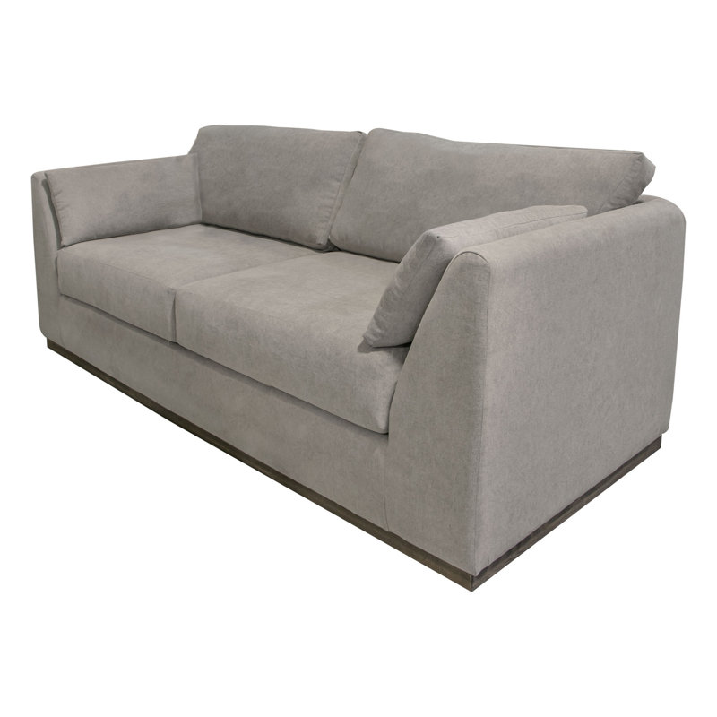 Structure et base en bois Romul, canapé, Polyester gris amande, H 36,5 po x l 90 po x P 38,5 po