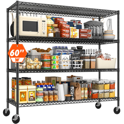 Shynar 60"W Shelving Unit, Heavy-duty Storage Shelves for Kitchen, Adjustable Garage Shelving