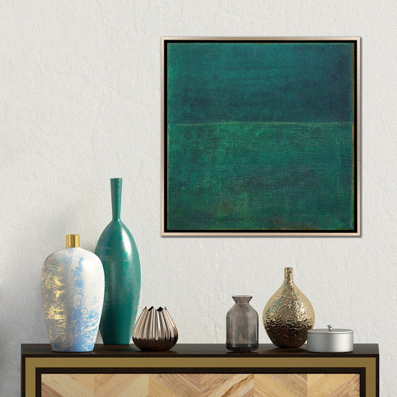 «Green Zen I», reproduction d'art sur toile encadrée, H 18 po x l 18 po, Toile à cadre flottant sans passe-partout, Champagne