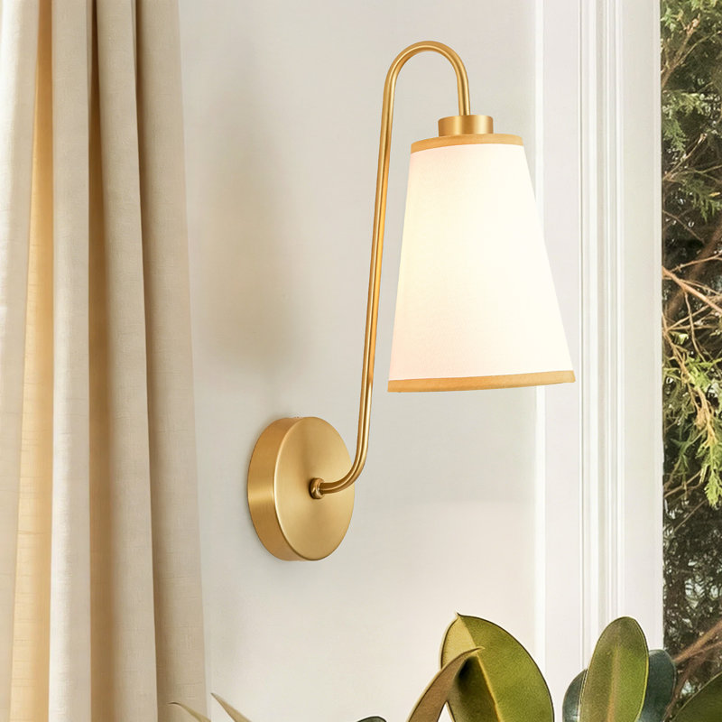 Aurevia 1 - Light 10''W Dimmable Wallchiere Armed Sconce with White Linen Shade