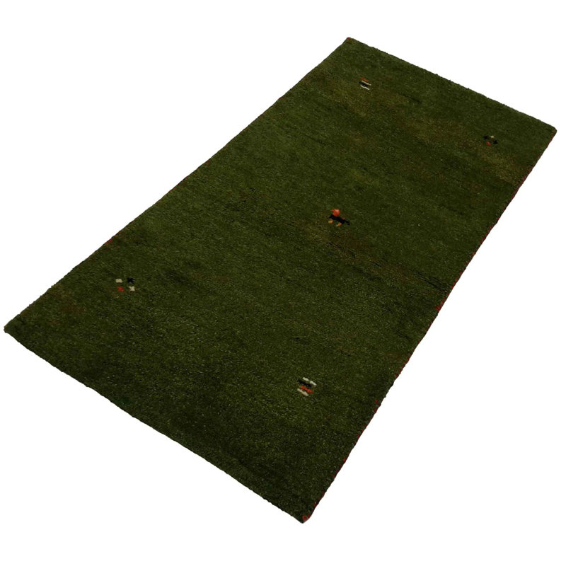 Tapis rectangulaire en coton / laine vert uni fait à la main 3 pi x 5 pi Pasivalino