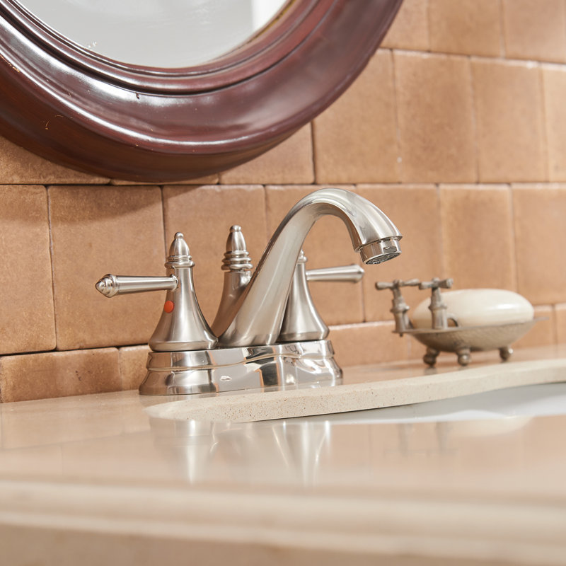 Centerset 2-handle Bathroom Faucet with Drain Assembly, Brushed Nickel